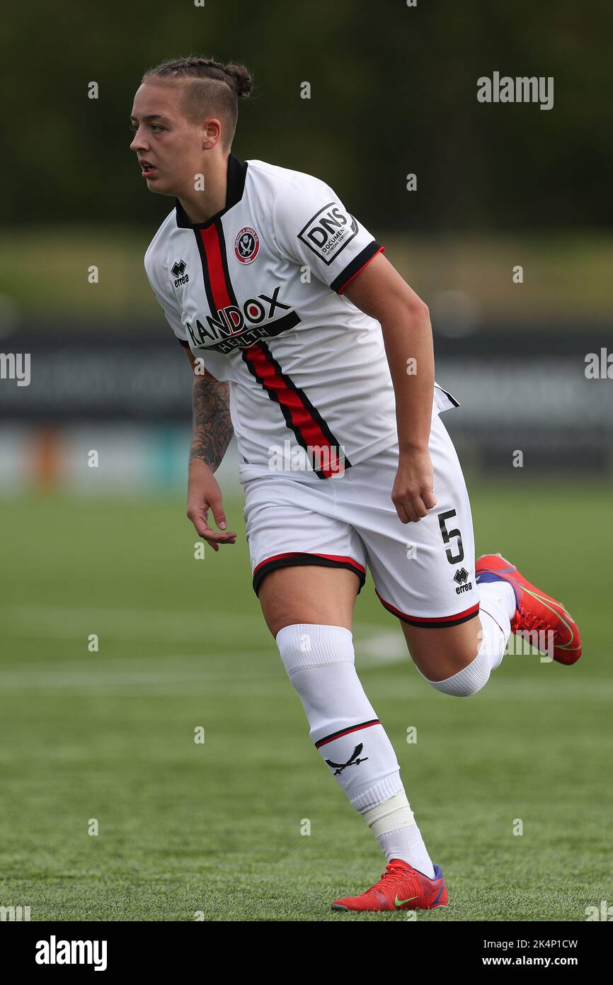 NAOMI HARTLEY of Sheffield United during the FA Women's Continental Tyres League Cup match between Durham Women FC and Sheffield United at Maiden Castle, Durham City on Sunday 2nd October 2022. (Credit: Mark Fletcher | MI News) Credit: MI News & Sport /Alamy Live News Stock Photo
