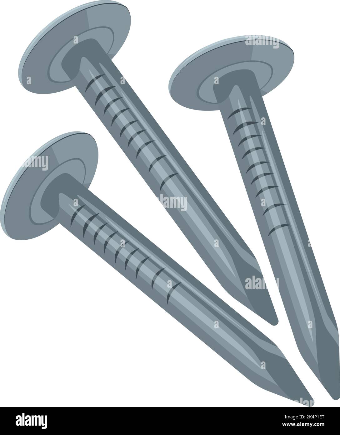 Metal screw nails, illustration, vector on a white background. Stock Vector