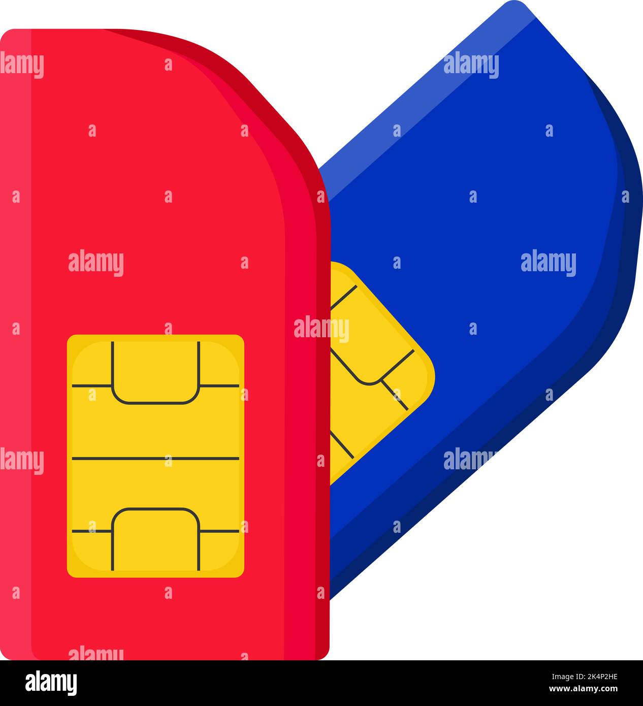 Red and blue sim cards, illustration, vector on a white background