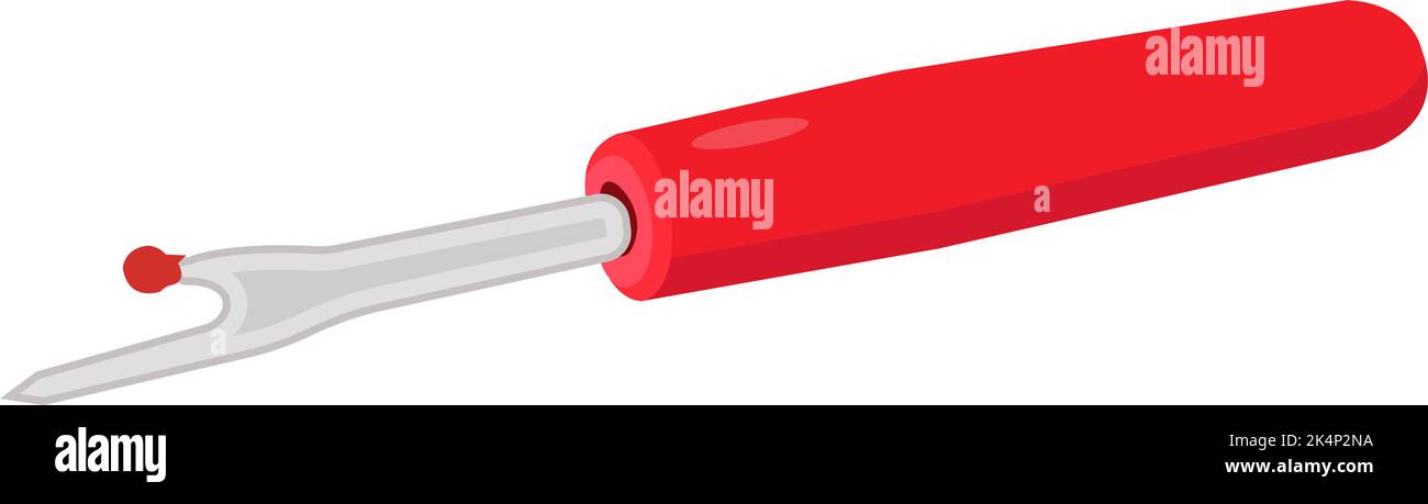 Red seam ripper, illustration, vector on a white background. Stock Vector