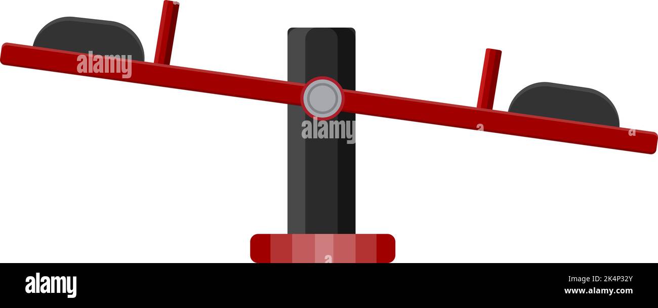 Childrens seesaw, illustration, vector on a white background. Stock Vector