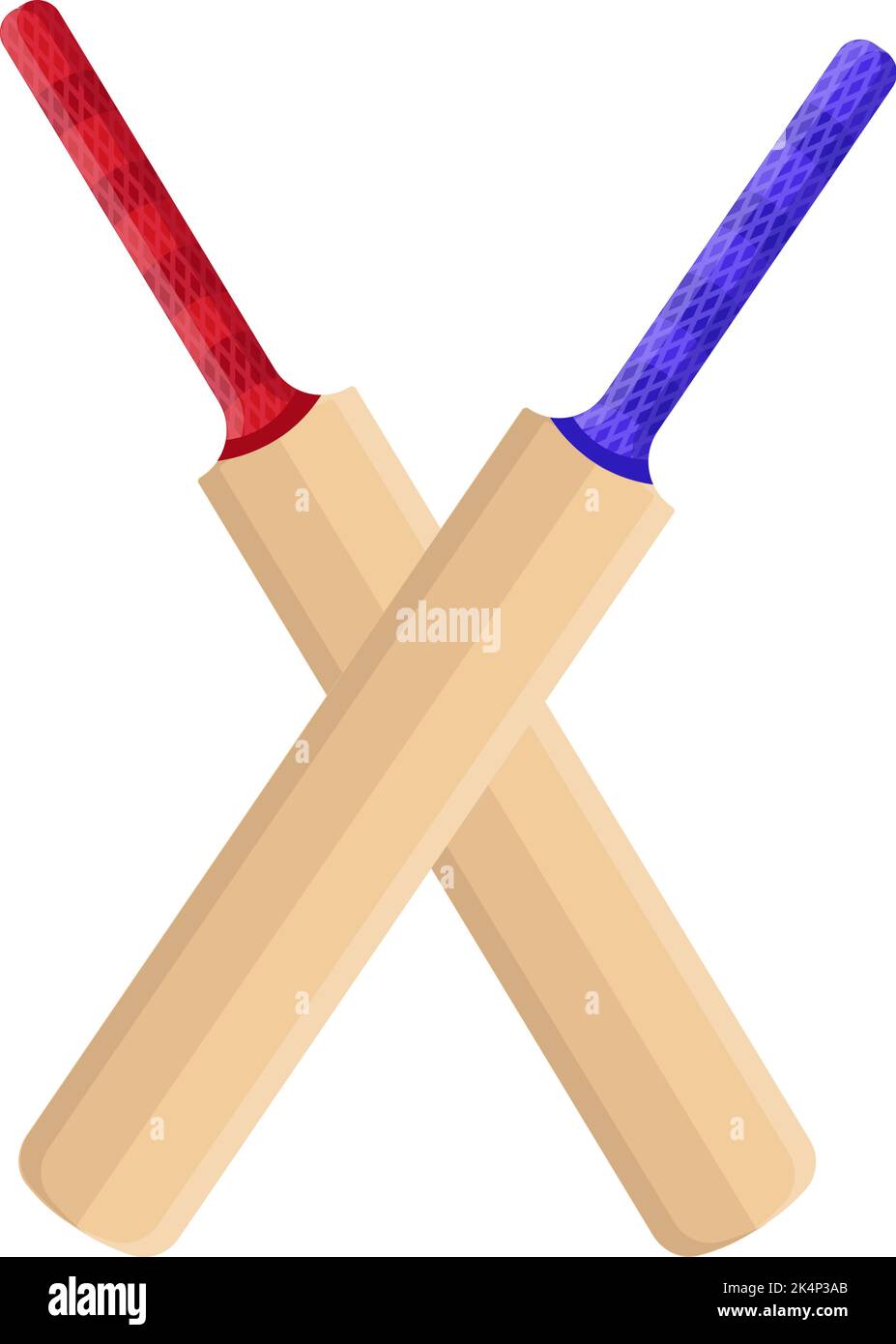 Blue and red cricket bats, illustration, vector on a white background