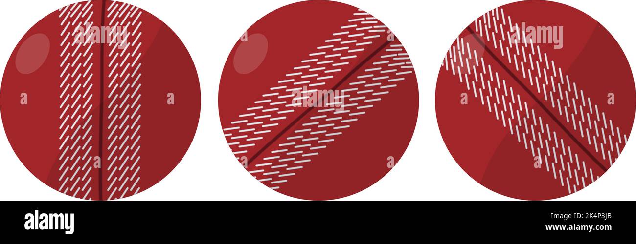 Three red cricket balls, illustration, vector on a white background ...