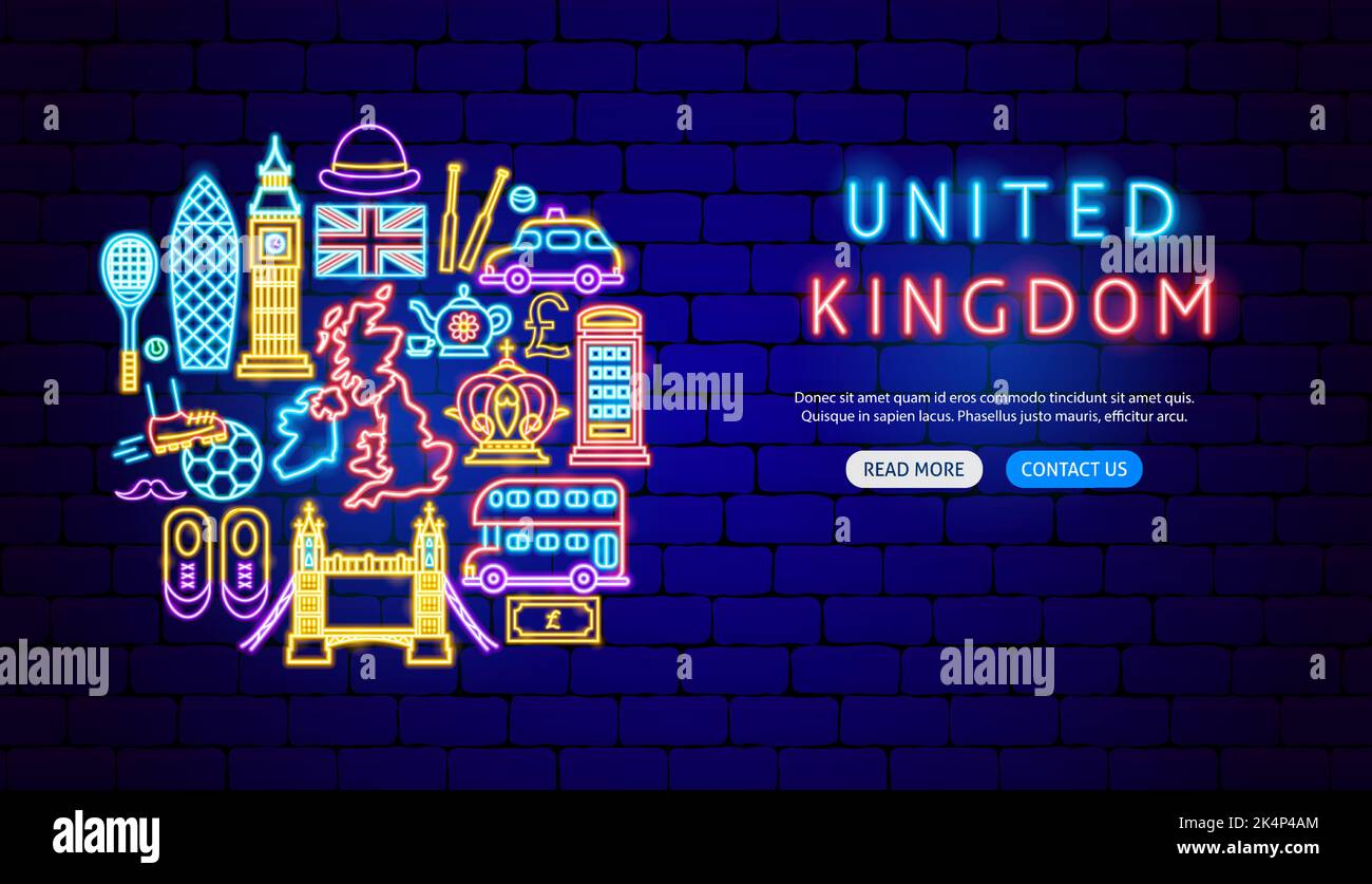 Great Britain Neon Banner Design Stock Vector