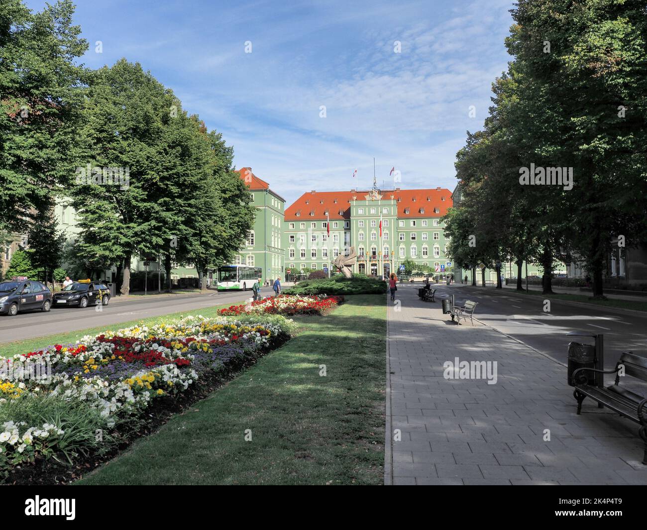 Szczecin, Poland August 13, 2018 Historic buildings and mansions in