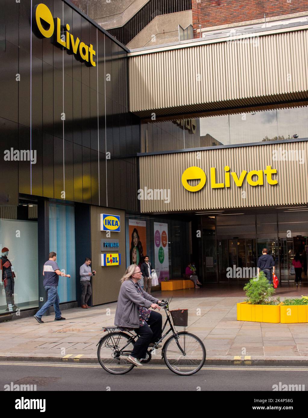 King Street, Hammersmith, London, UK showing Livat posters Stock Photo
