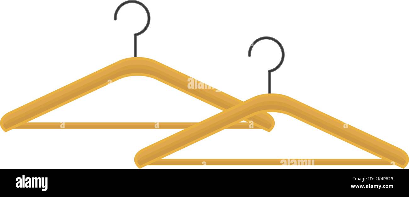 Wooden hangers, illustration, vector on a white background. Stock Vector