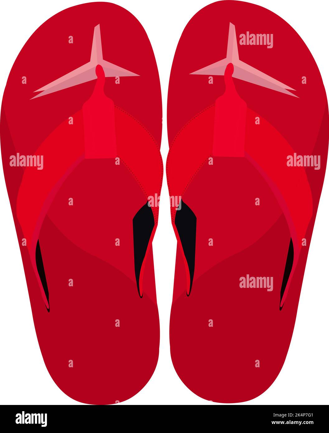 Red flipflops, illustration, vector on a white background Stock Vector