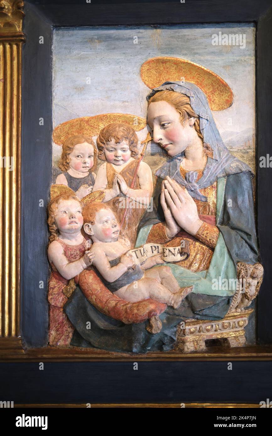 Antonio Rossellino Madonna and ChildSt John and Two Angels in the Bargello Museum Florence Italy Stock Photo