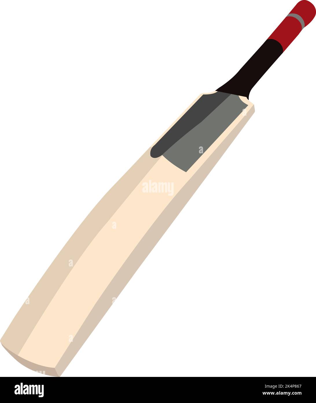 Cricket bat, illustration, vector on a white background Stock Vector