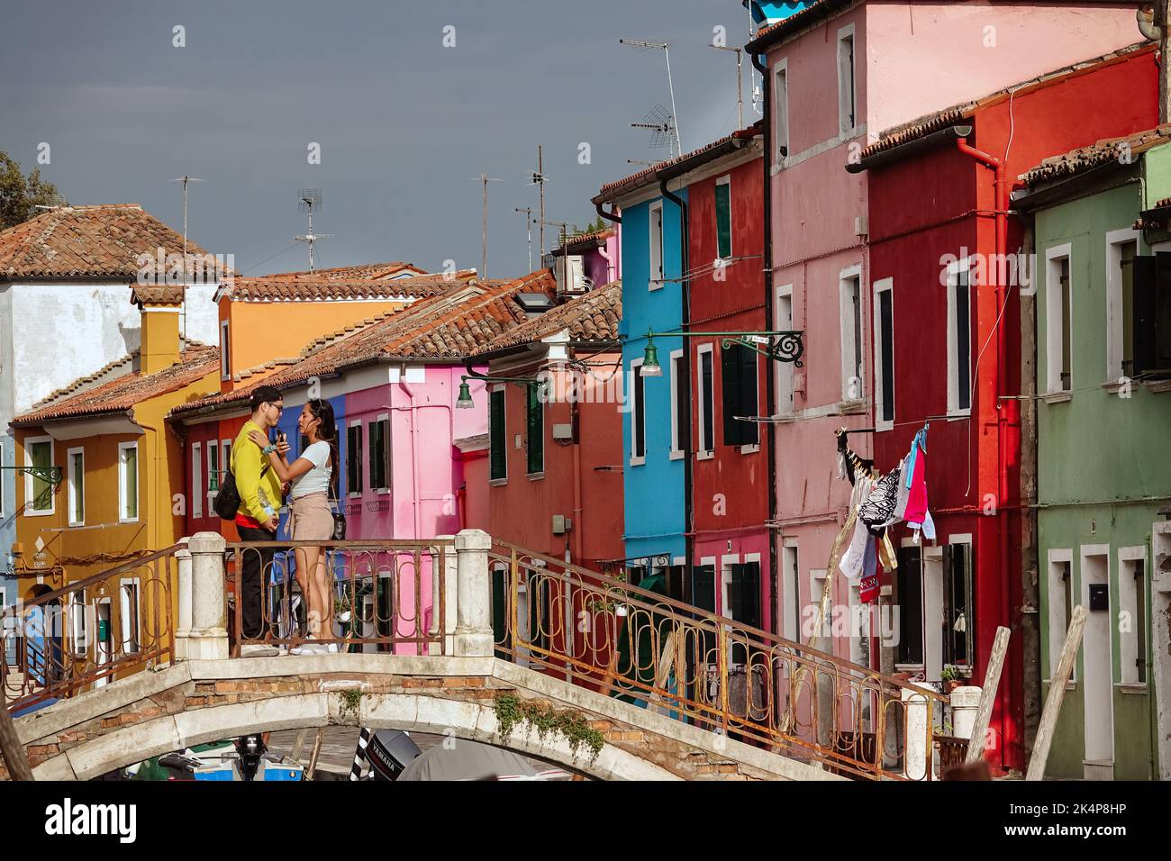 The island of Burano. Burano is one of the islands of Venice, famous for its colorful houses. Burano, Venice - October 2022 Stock Photo