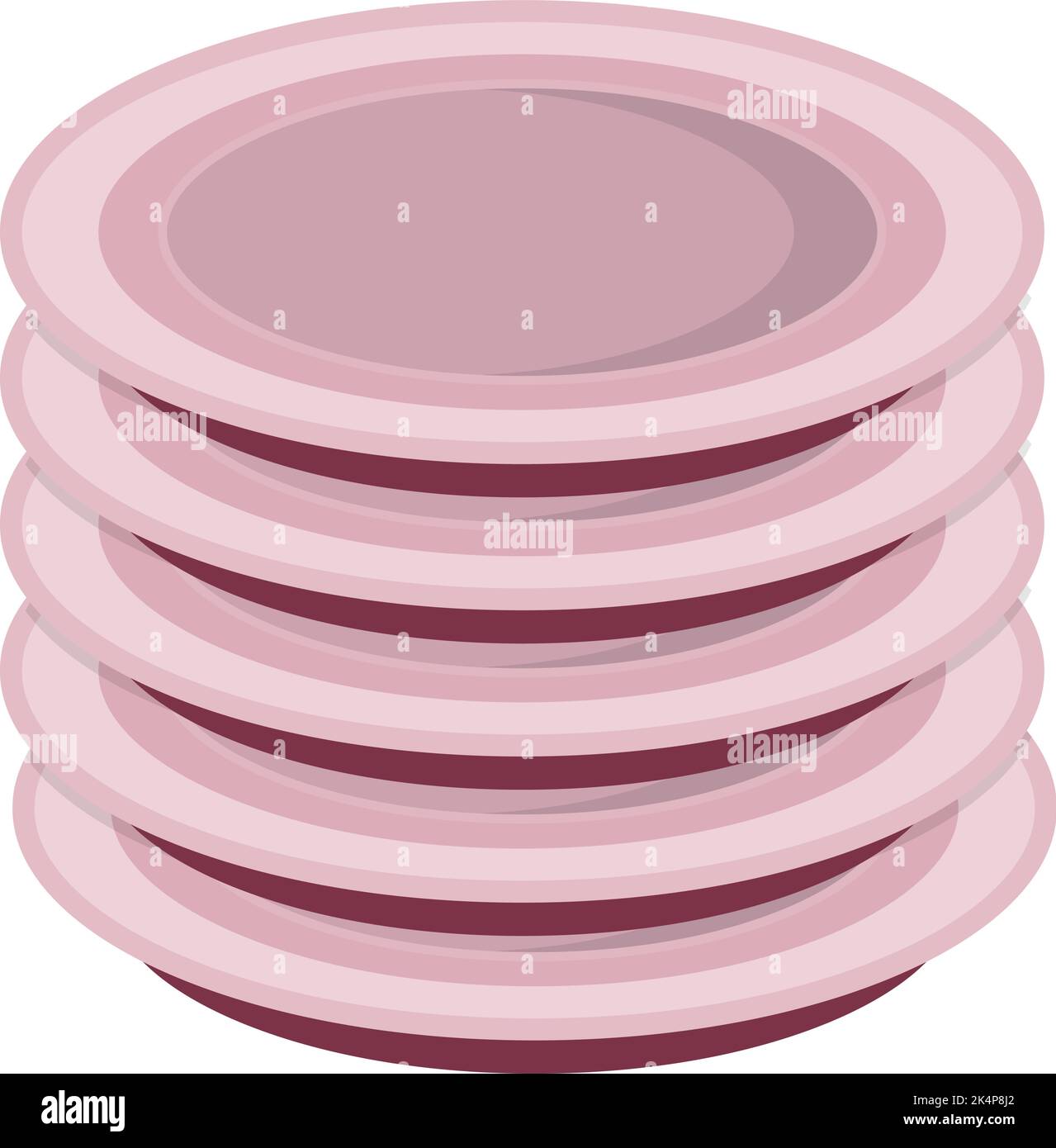 Stack of pink plates, illustration, vector on a white background Stock