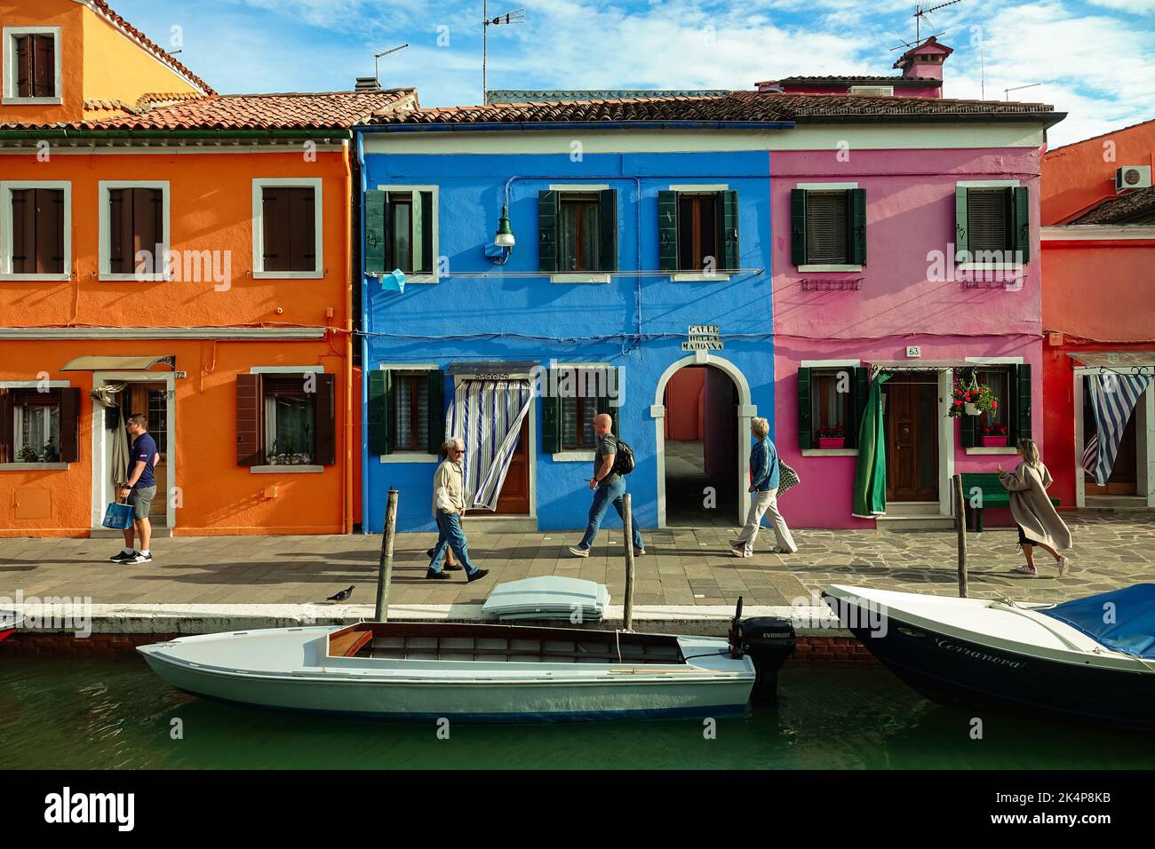 The island of Burano. Burano is one of the islands of Venice, famous for its colorful houses. Burano, Venice - October 2022 Stock Photo