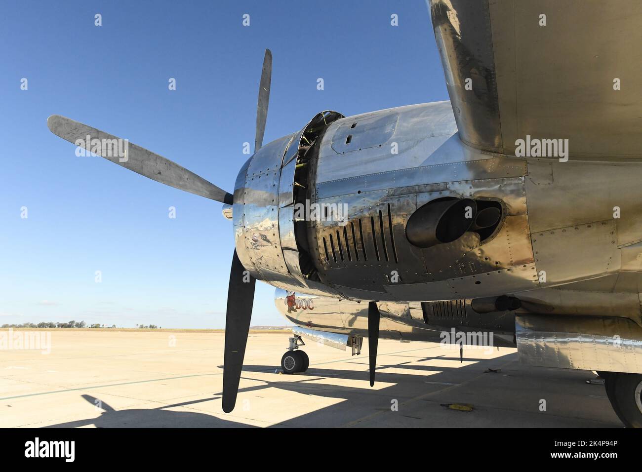 Boeing B-29 'Doc' on the tarmac at Brown Field in San Diego, California. Stock Photo