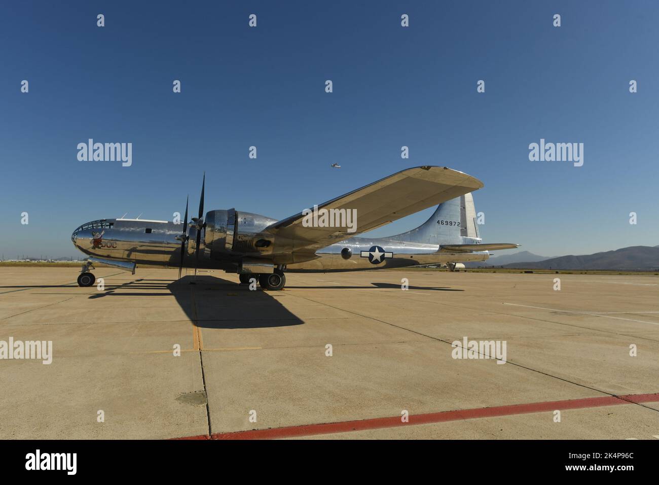 Boeing B-29 'Doc' on the tarmac at Brown Field in San Diego, California. Stock Photo