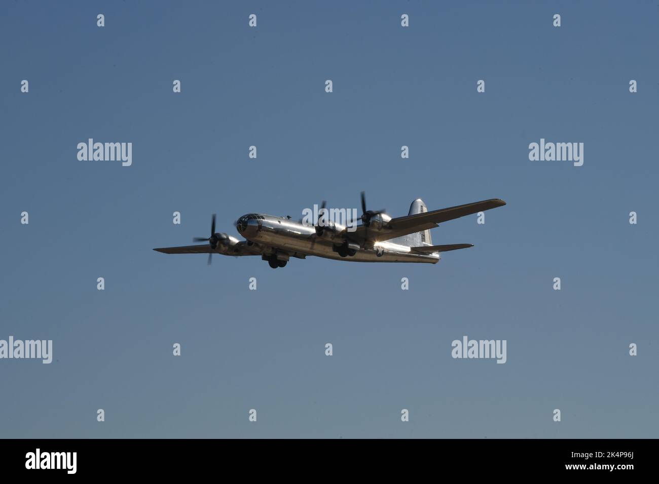 Boeing B-29 'Doc' taking off from Brown Field in San Diego, California Stock Photo