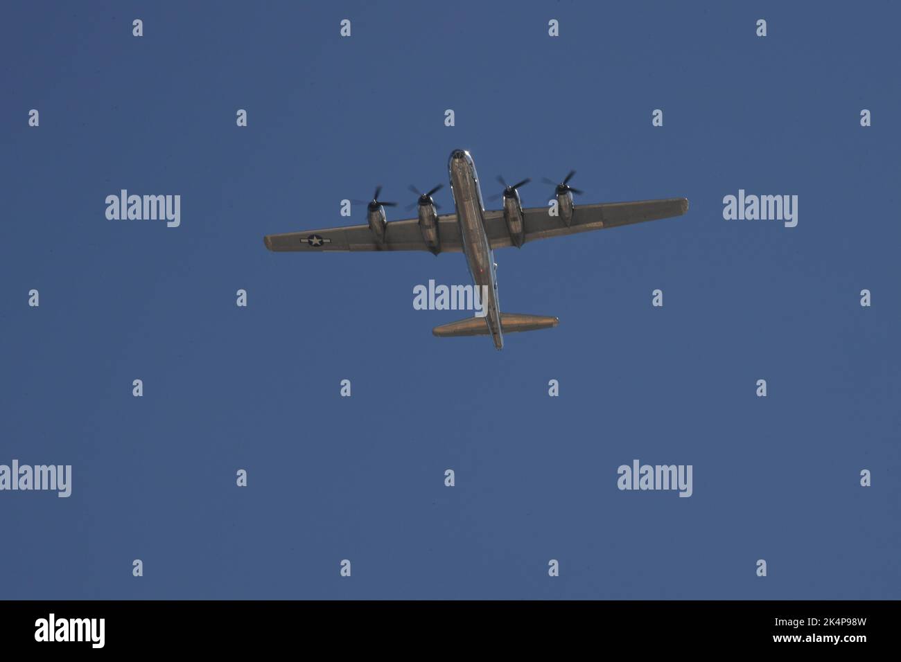 Boeing B-29 'Doc' passes overhead at Brown Field in San Diego, California Stock Photo