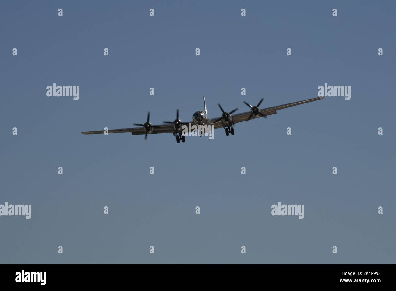 Boeing B-29 Superfortress 'Doc' landing at Brown Field in San Diego, California Stock Photo