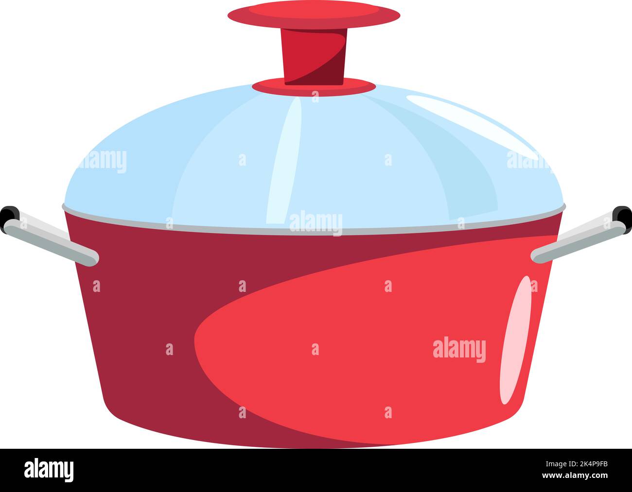 Red cooking pot, illustration, vector on a white background. Stock Vector