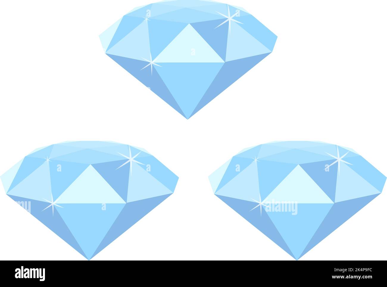 Three blue diamonds, illustration, vector on a white background. Stock Vector