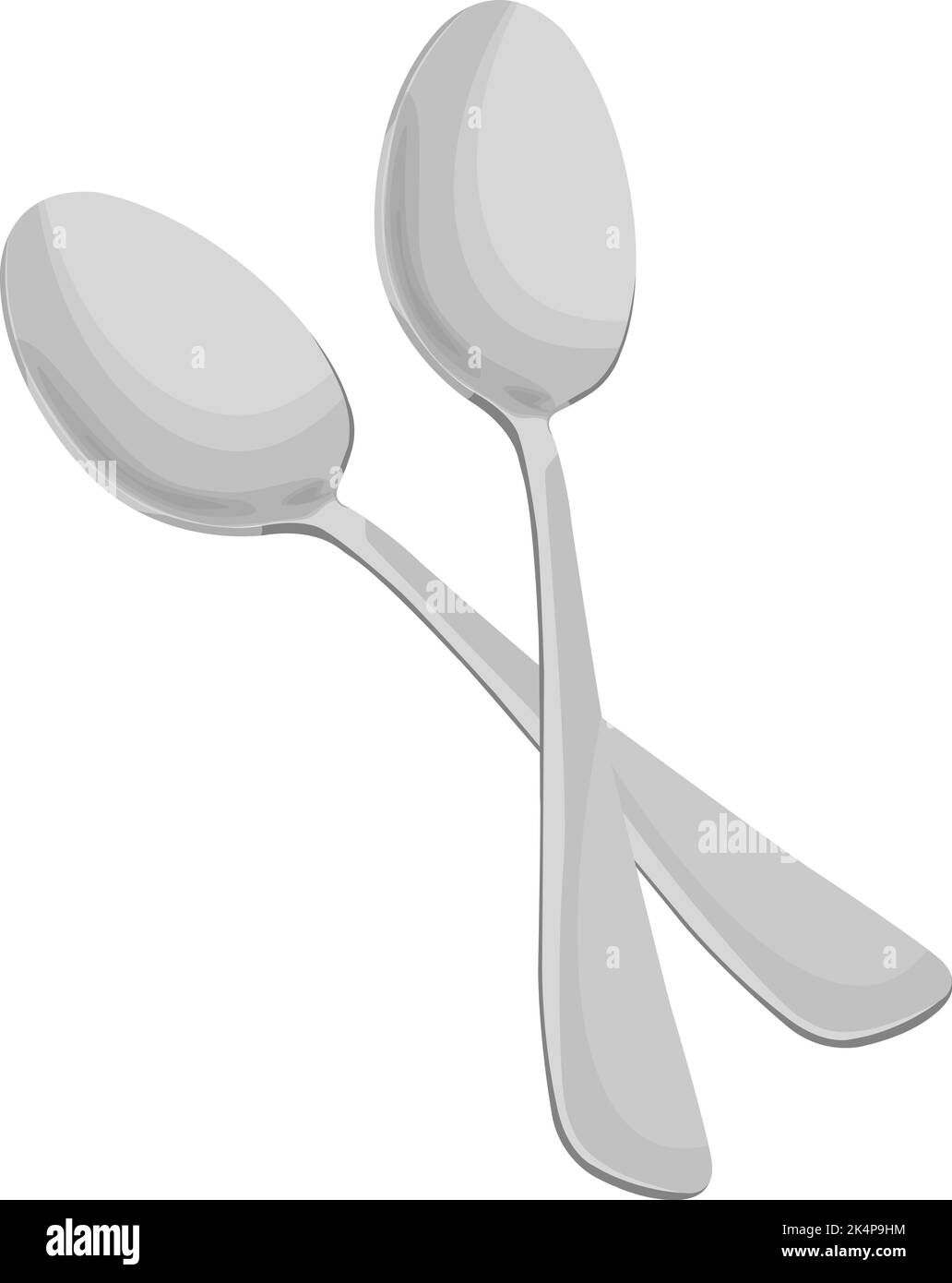 Silver spoons, illustration, vector on a white background Stock Vector
