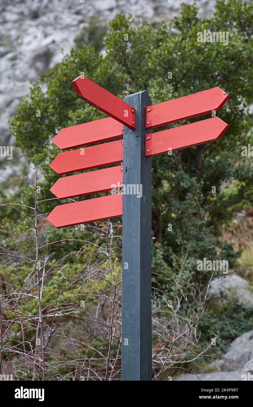 Direction signs on a trail Stock Photo