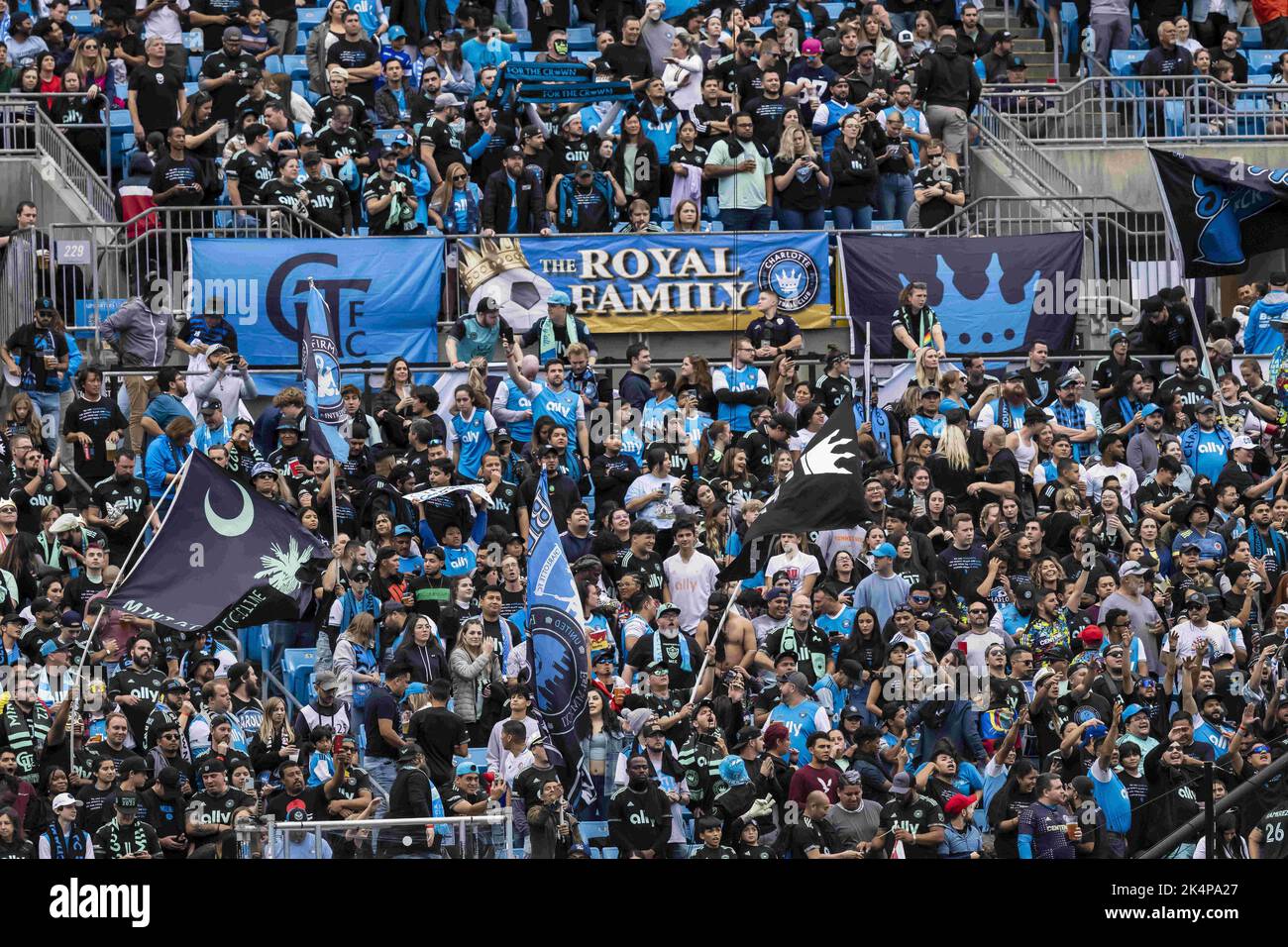 Charlotte, North Carolina, USA. 1st Oct, 2022. Fans show their support for the Charlotte FC as they play host to the Philadelphia Union football club at the Bank of America Stadium in Charlotte, North Carolina, USA. The Charlotte FC defeats Philadelphia 4-0. (Credit Image: © Walter G. Arce Sr./ZUMA Press Wire) Stock Photo
