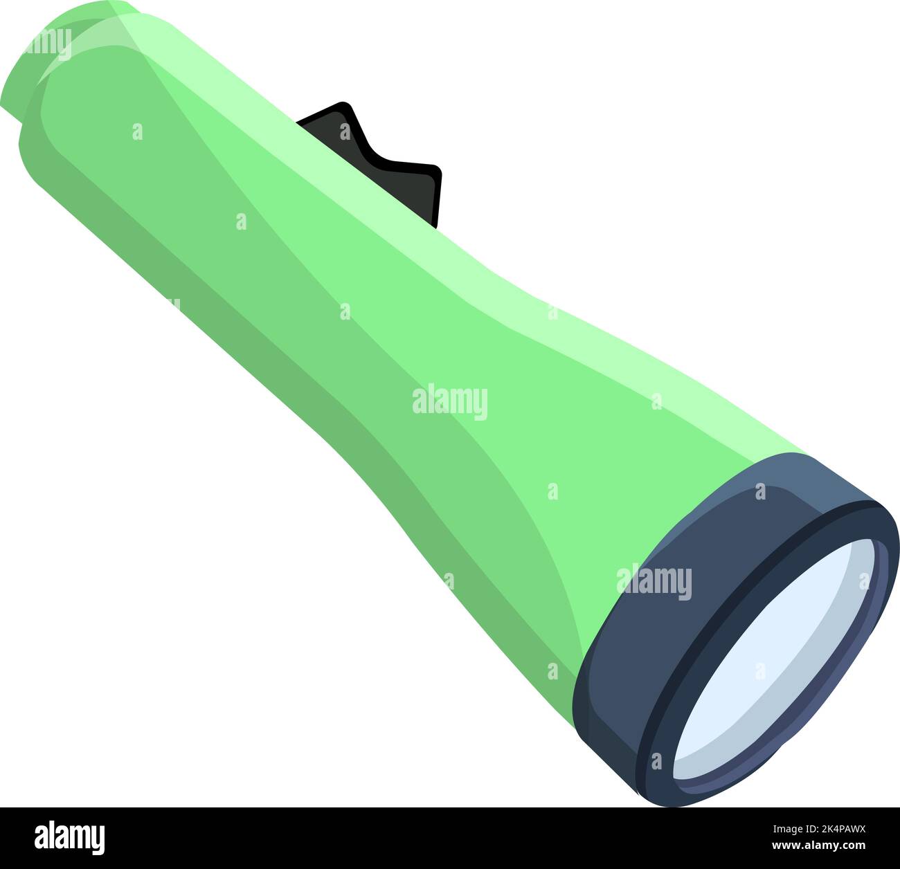 Green flashlight, illustration, vector on a white background. Stock Vector