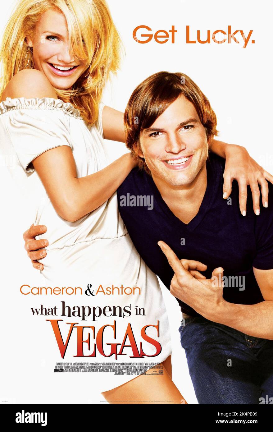 CAMERON DIAZ, ASHTON KUTCHER POSTER, WHAT HAPPENS IN VEGAS, 2008 Stock