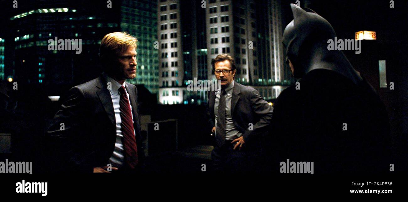 AARON ECKHART, GARY OLDMAN, CHRISTIAN BALE, THE DARK KNIGHT, 2008 Stock Photo Alamy