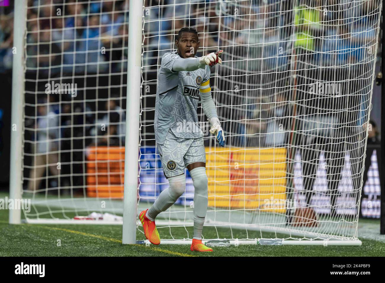 Charlotte, North Carolina, USA. 1st Oct, 2022. Philadelphia Union Goalkeeper ANDRE BLAKE (JAM) gives directions to his teammates during the match against the Charlotte FC at the Bank of America Stadium in Charlotte, North Carolina, USA. (Credit Image: © Walter G. Arce Sr./ZUMA Press Wire) Stock Photo