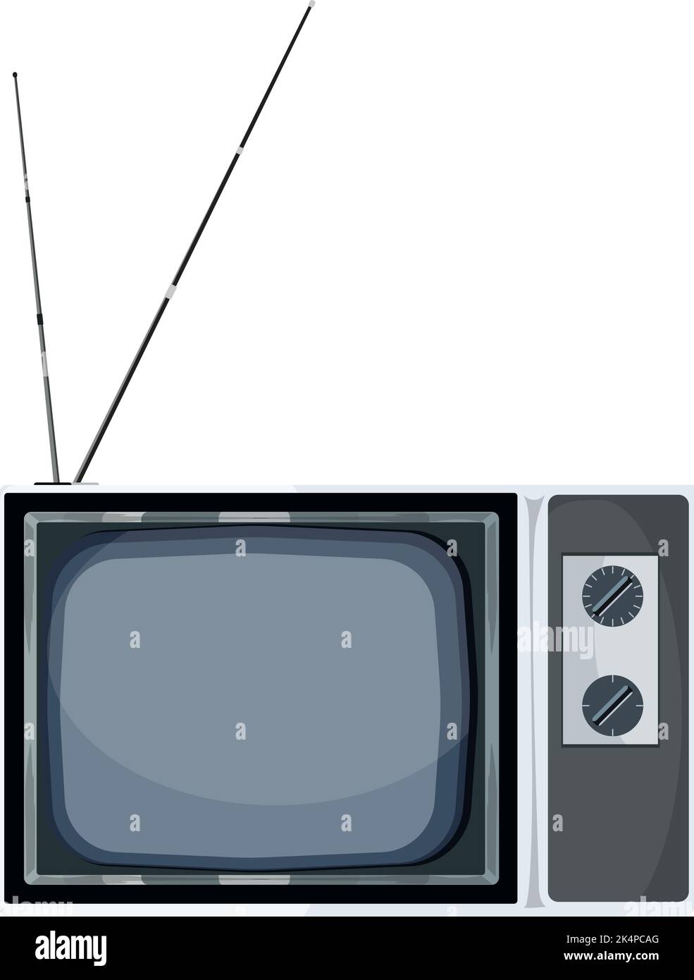 Black and white television, illustration, vector on a white background ...