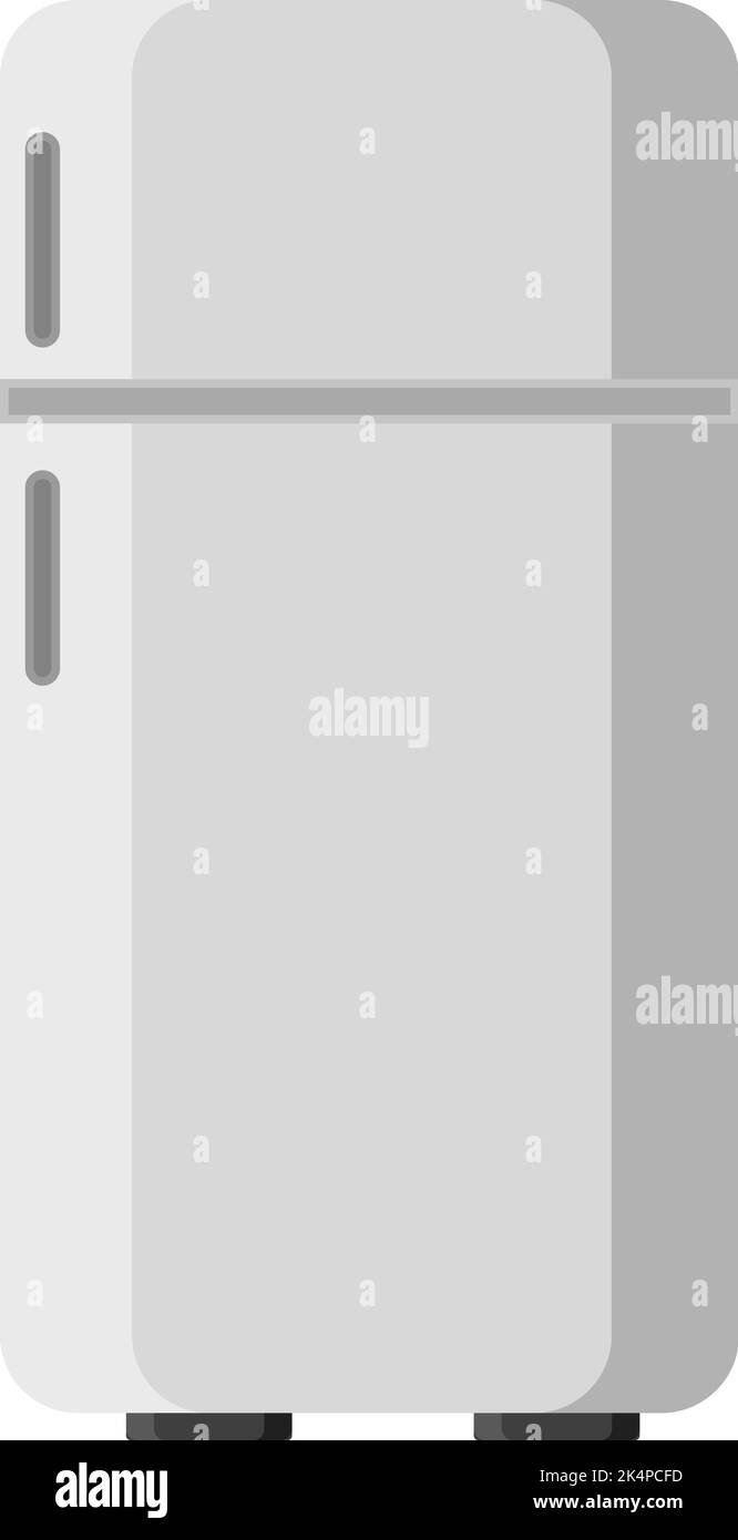 White fridge, illustration, vector on a white background. Stock Vector