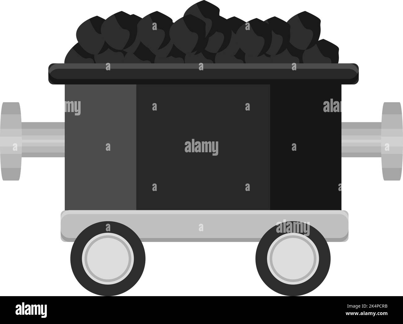 Black coal wagon, illustration, vector on a white background. Stock Vector