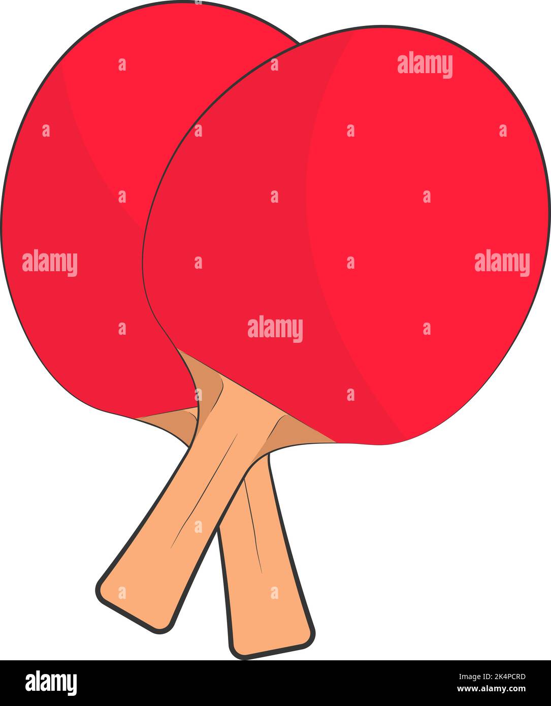 Two red table tennis rackets, illustration, vector on a white