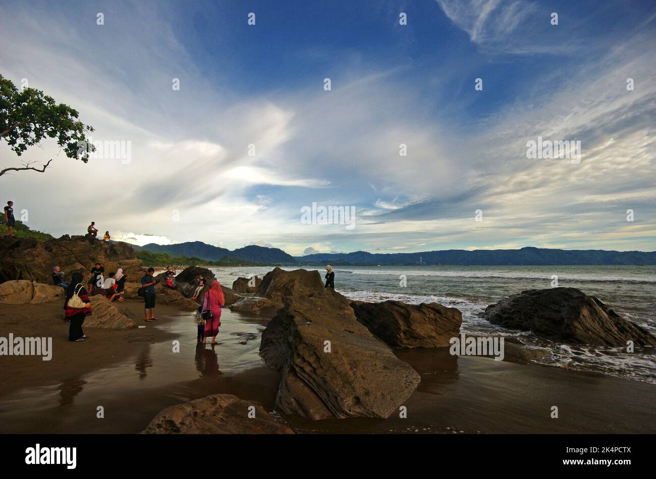 Pantai Pelabuhan Ratu Beach, Sukabumi, West Java, Indonesia Stock Photo