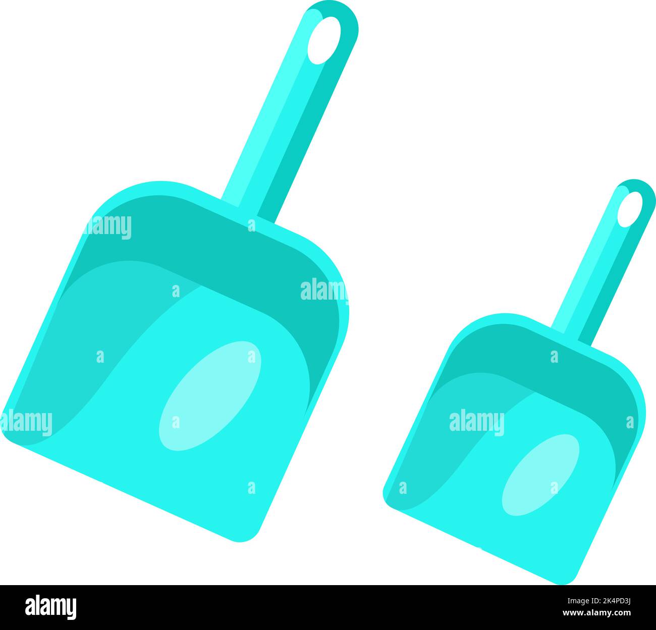Two green dustpans, illustration, vector on a white background Stock