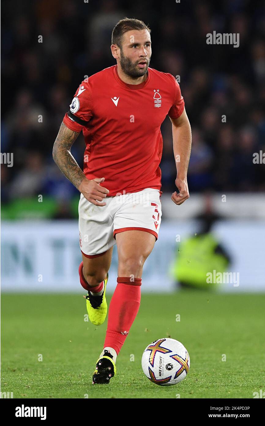Steve Cook of Nottingham Forest in action during the Premier League match between Leicester City and Nottingham Forest at the King Power Stadium, Leicester on Monday 3rd October 2022. (Credit: Jon Hobley | MI News) Credit: MI News & Sport /Alamy Live News Stock Photo
