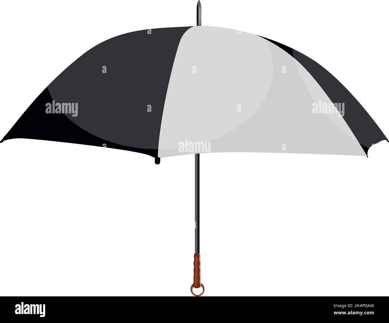 Black and white umbrella, illustration, vector on a white background