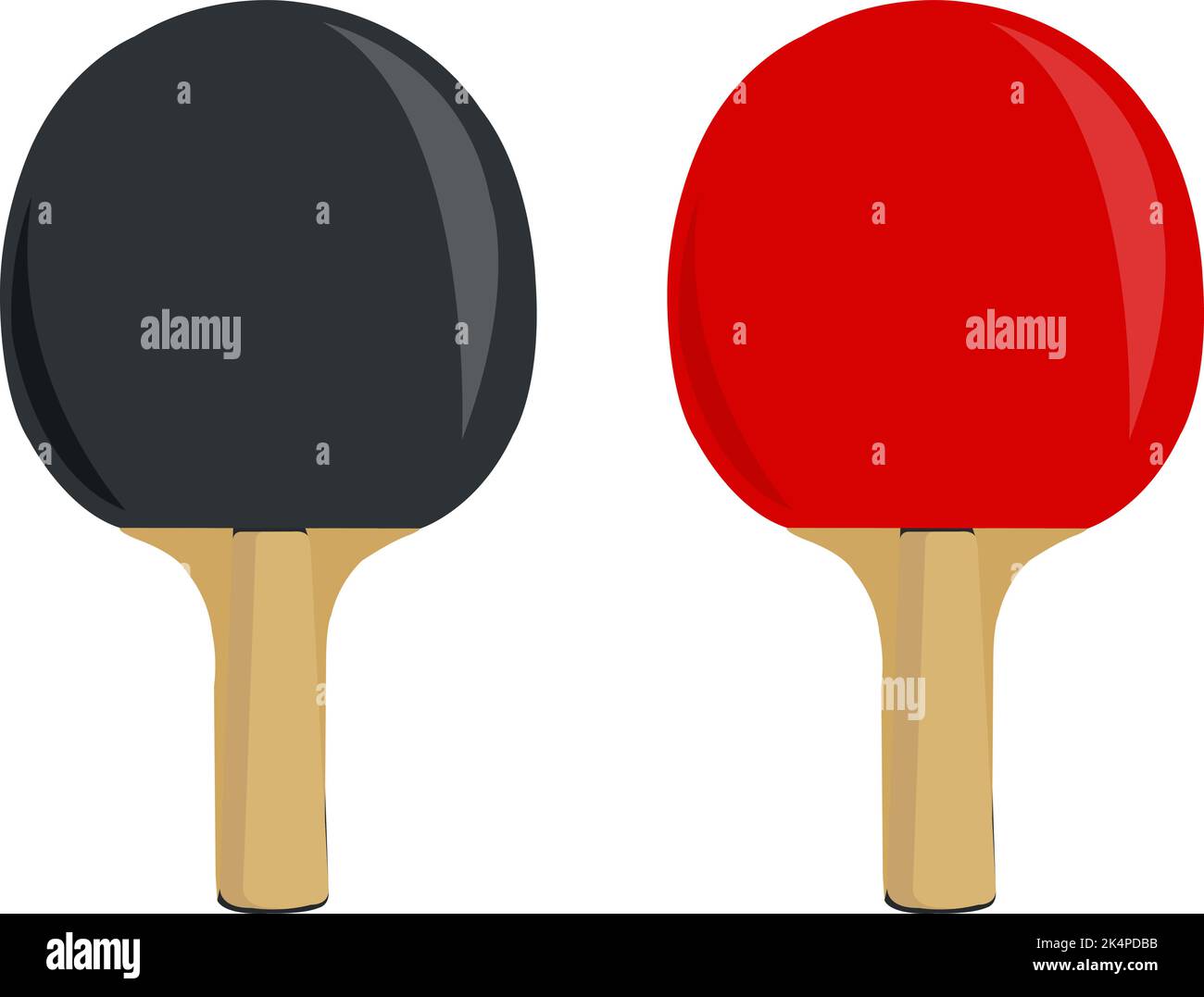 Black and red ping pong rackets, illustration, vector on a white background. Stock Vector