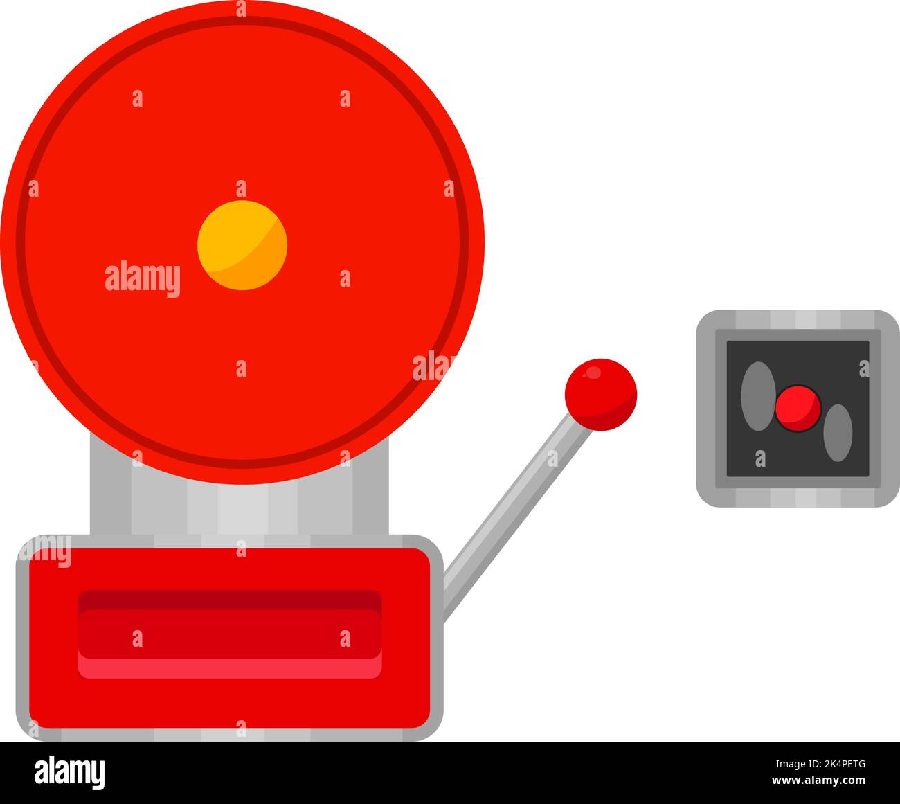 Red fire alarm, illustration, vector on a white background. Stock Vector