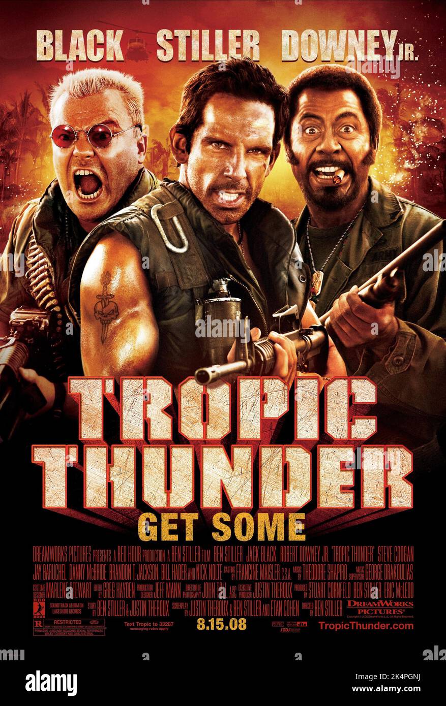JACK BLACK, BEN STILLER, ROBERT DOWNEY JR POSTER, TROPIC THUNDER, 2008