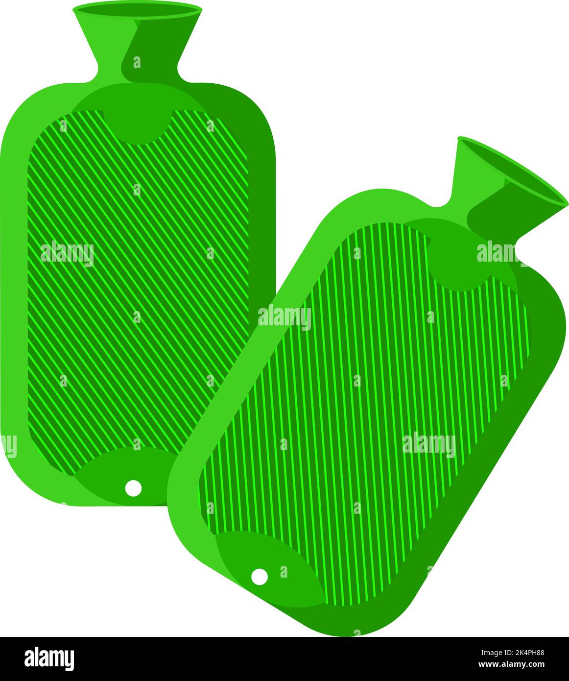 Green hot water bag, illustration, vector on a white background Stock