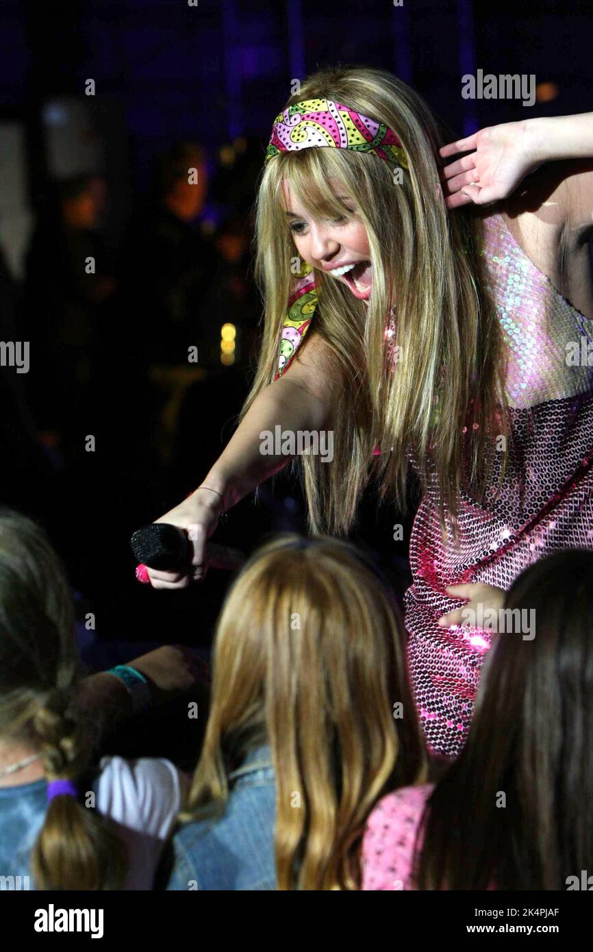 MILEY CYRUS, HANNAH MONTANA and MILEY CYRUS: BEST OF BOTH WORLDS CONCERT, 2008 Stock Photo