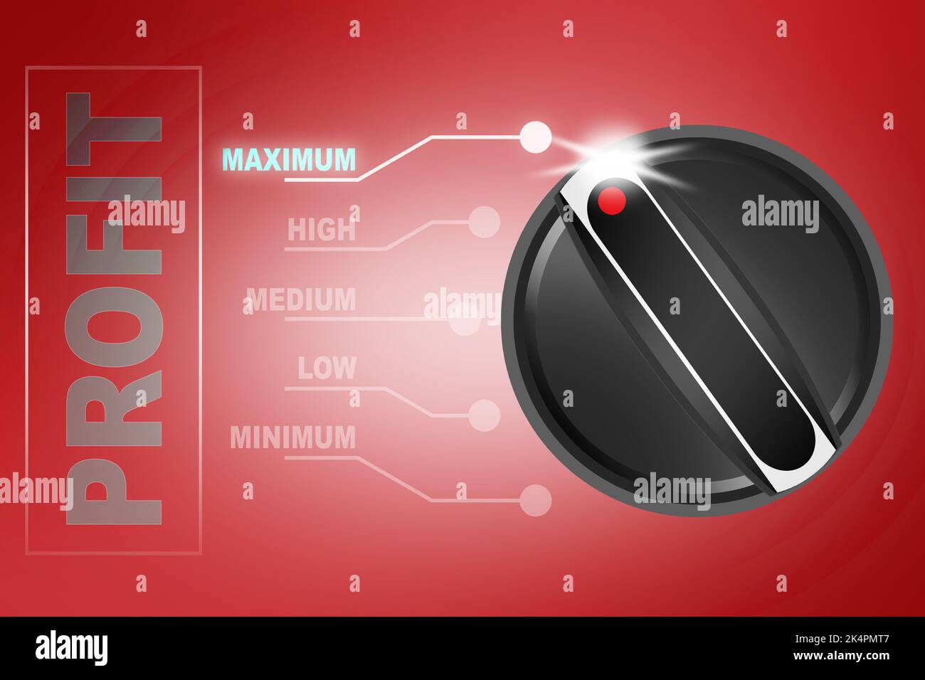 Turn the knob to max for profit, 3d rendering Stock Photo - Alamy