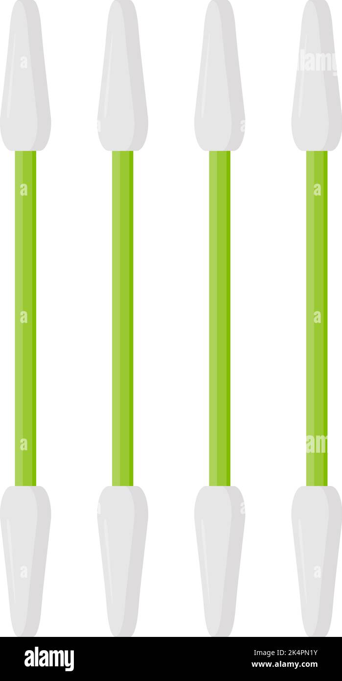 Green cotton buds, illustration, vector on a white background. Stock Vector