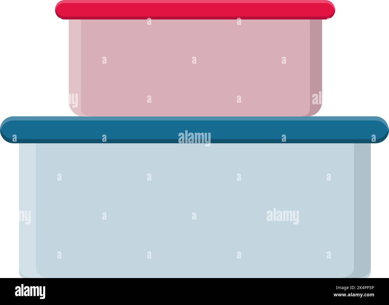 Plastic food storage containers, illustration, vector on a white ...