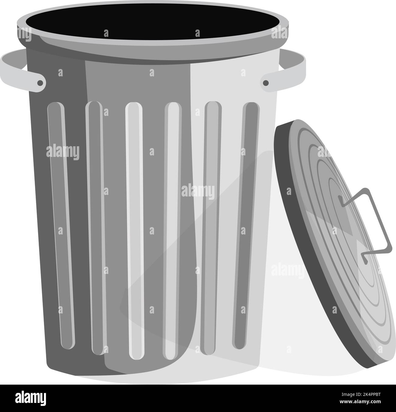 Grey trashbin, illustration, vector on a white background. Stock Vector