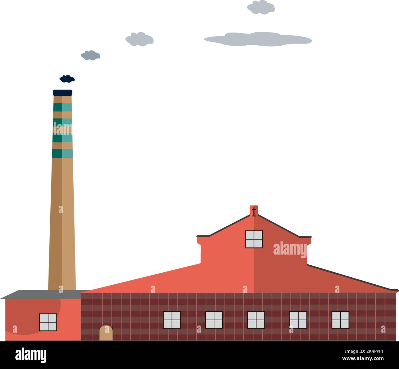 Big factory building, illustration, vector on a white background. Stock Vector