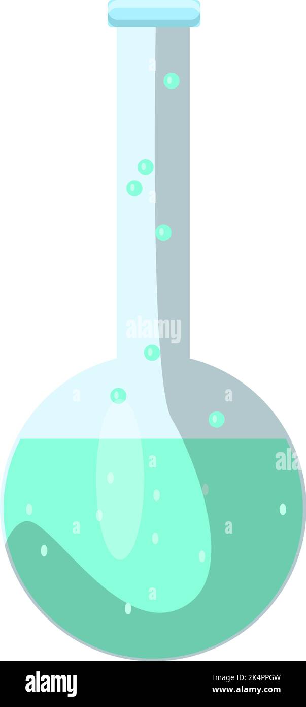 Green flask bottle, illustration, vector on a white background. Stock Vector